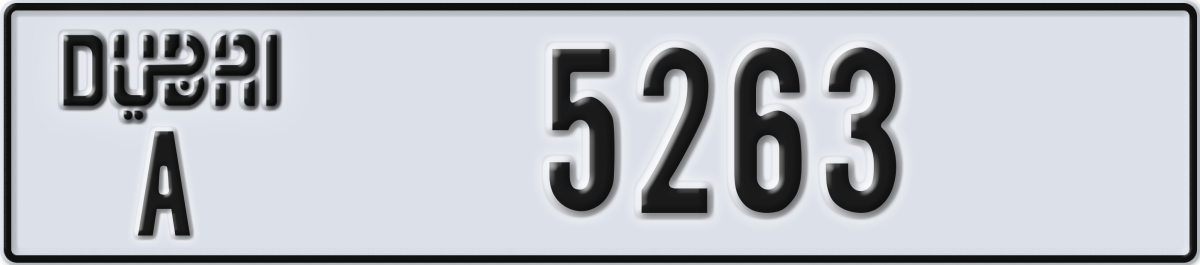 dubai License Plate Number 5263 Code A