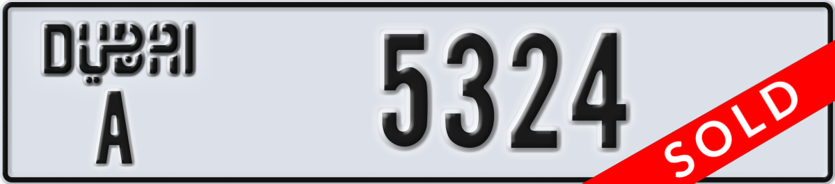 dubai License Plate Number 5324 Code A