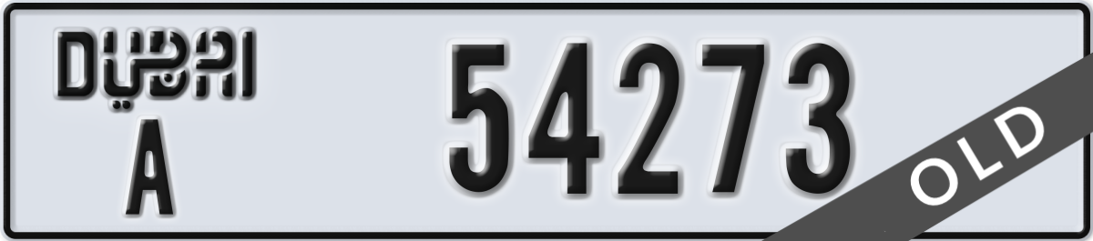 dubai License Plate Number 54273 Code A