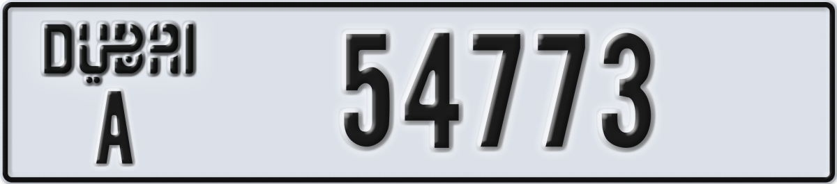 dubai License Plate Number 54773 Code A