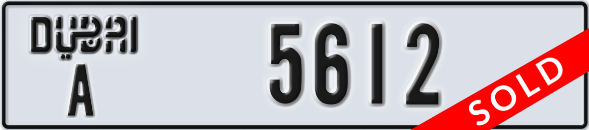 dubai License Plate Number 5612 Code A