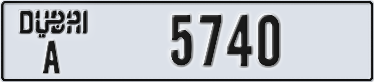 dubai License Plate Number 5740 Code A