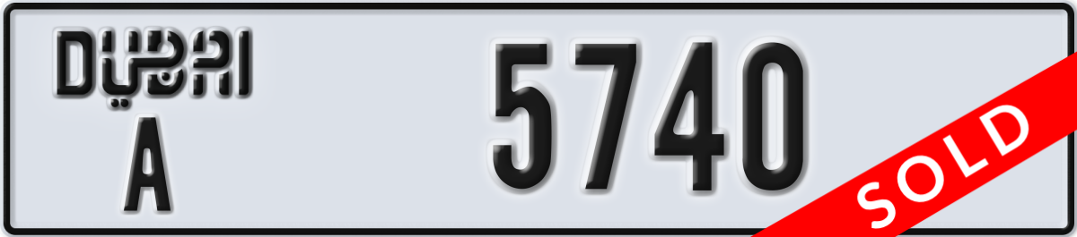 dubai License Plate Number 5740 Code A