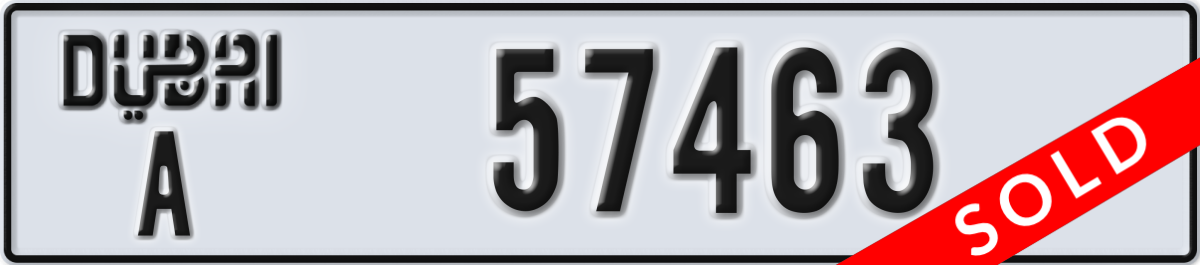 dubai License Plate Number 57463 Code A