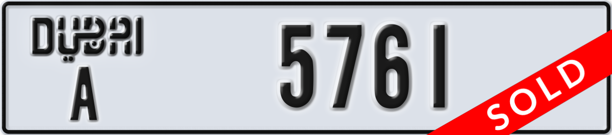 dubai License Plate Number 5761 Code A