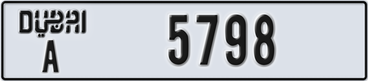 dubai License Plate Number 5798 Code A