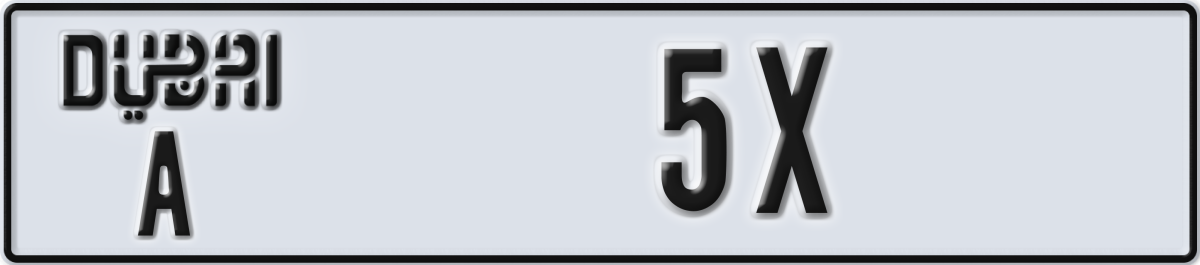 dubai License Plate Number 5X Code A