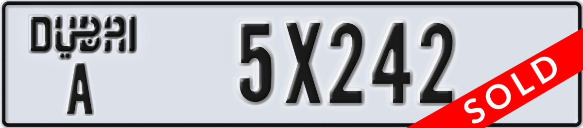 dubai License Plate Number 5X242 Code A