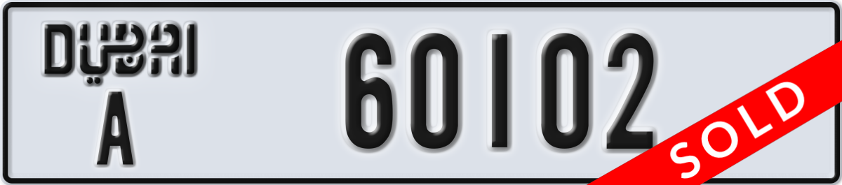 dubai License Plate Number 60102 Code A