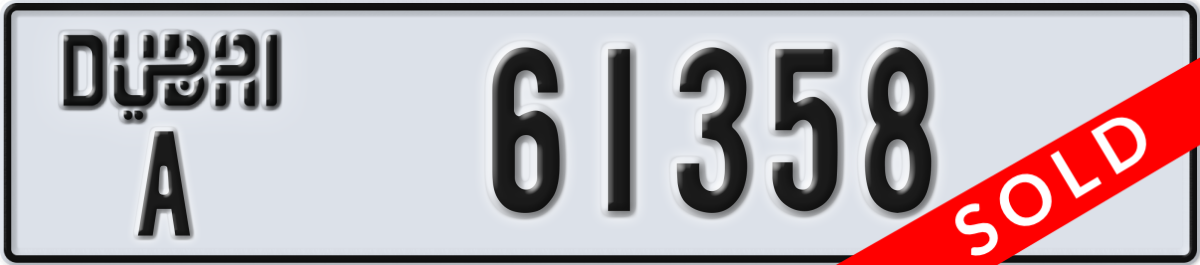 dubai License Plate Number 61358 Code A