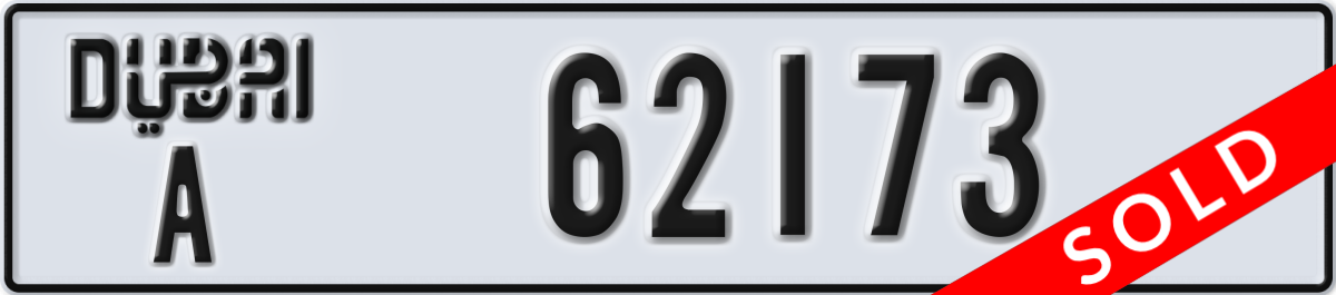 dubai License Plate Number 62173 Code A