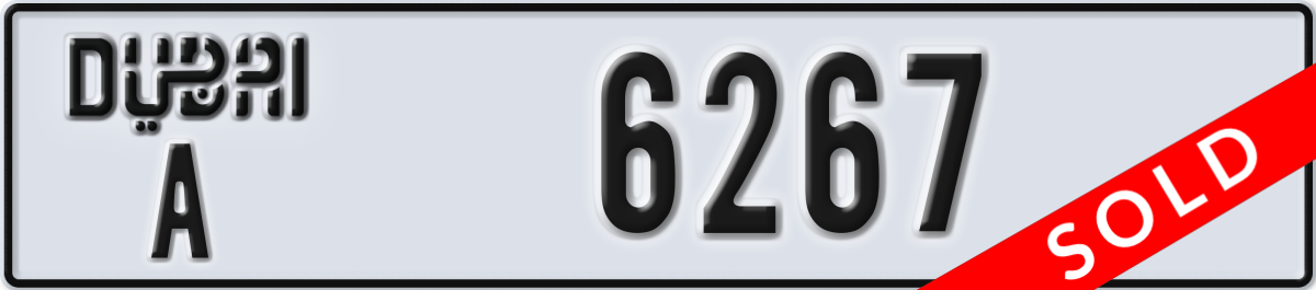 dubai License Plate Number 6267 Code A