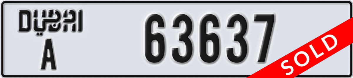 dubai License Plate Number 63637 Code A