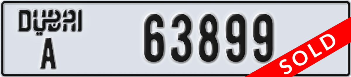 dubai License Plate Number 63899 Code A