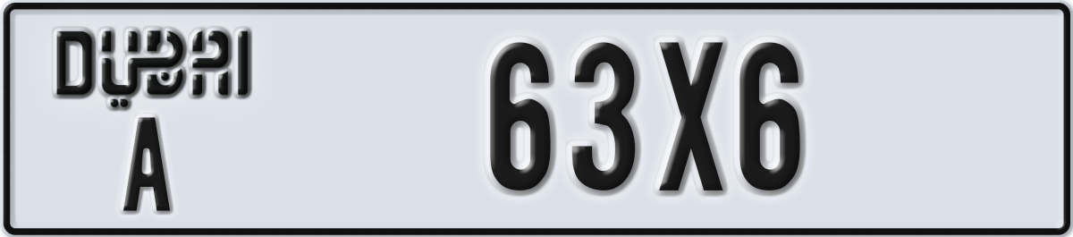 dubai License Plate Number 63X6 Code A