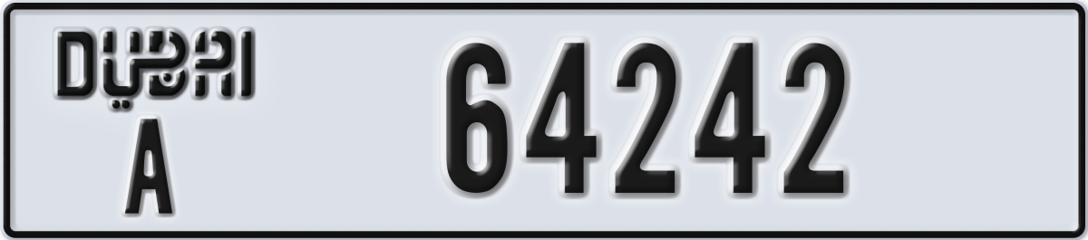 dubai License Plate Number 64242 Code A