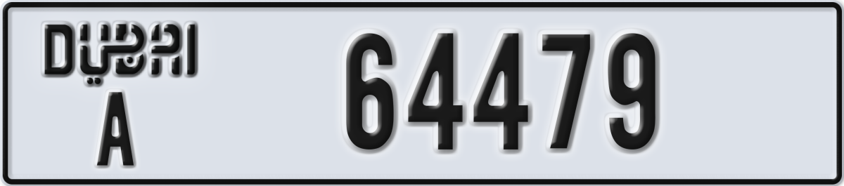 dubai License Plate Number 64479 Code A