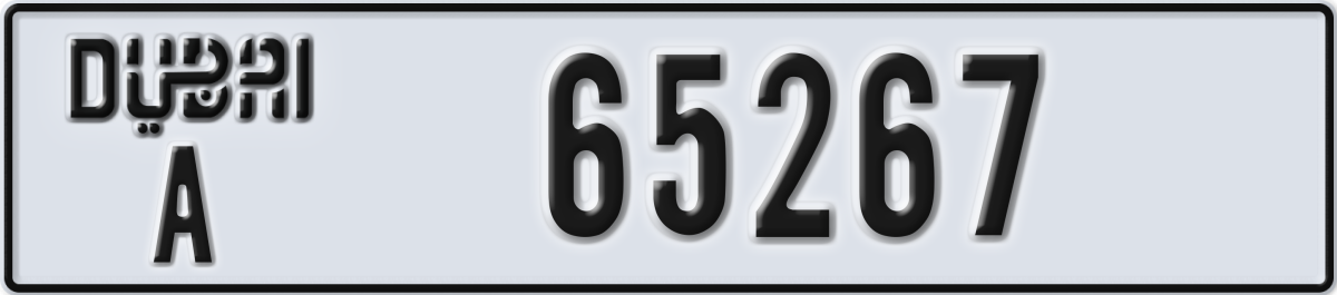 dubai License Plate Number 65267 Code A