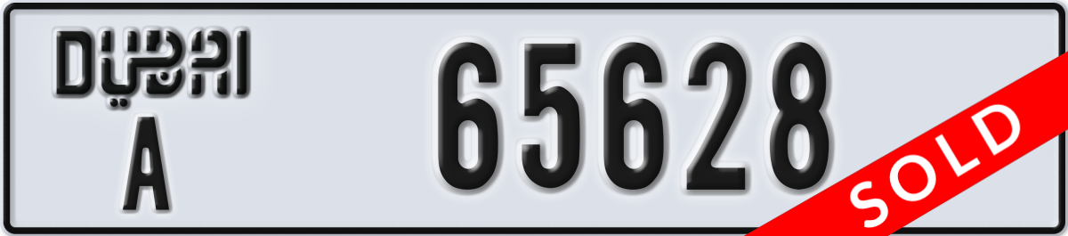 dubai License Plate Number 65628 Code A