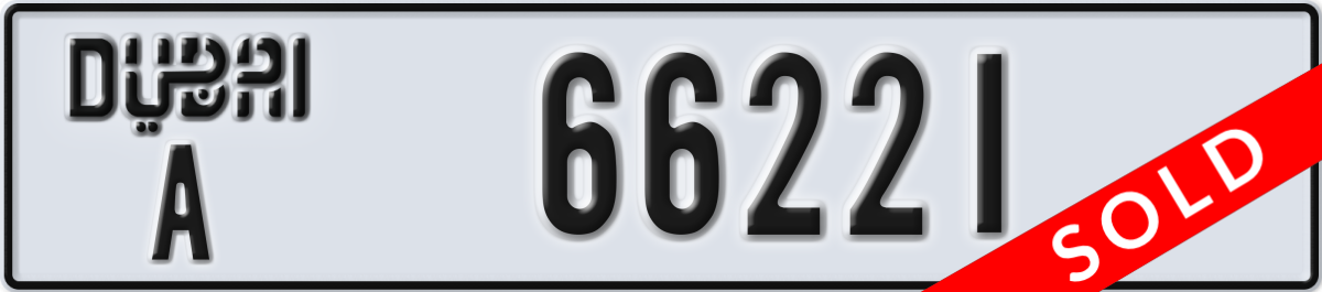 dubai License Plate Number 66221 Code A