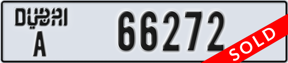 dubai License Plate Number 66272 Code A