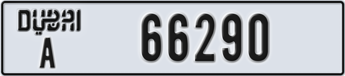 dubai License Plate Number 66290 Code A