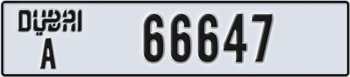 dubai License Plate Number 66647 Code A