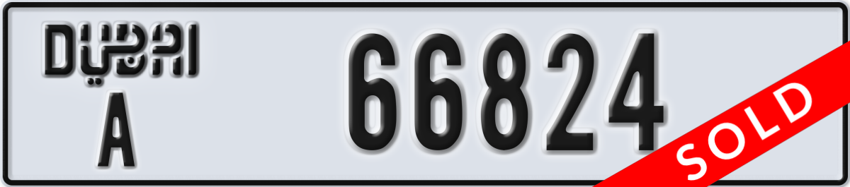 dubai License Plate Number 66824 Code A