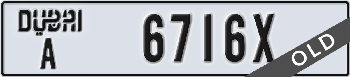 dubai License Plate Number 6716X Code A