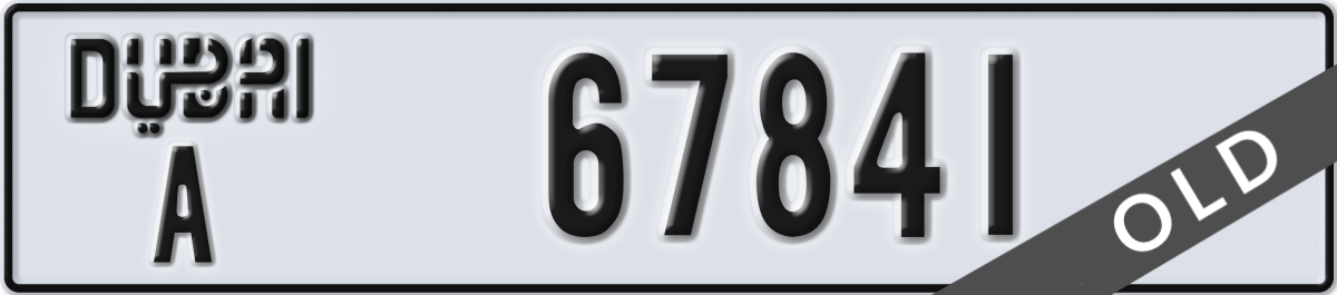 dubai License Plate Number 67841 Code A