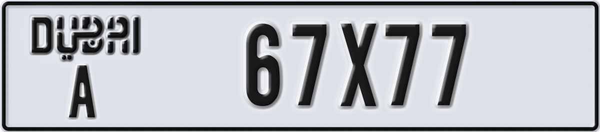 dubai License Plate Number 67X77 Code A