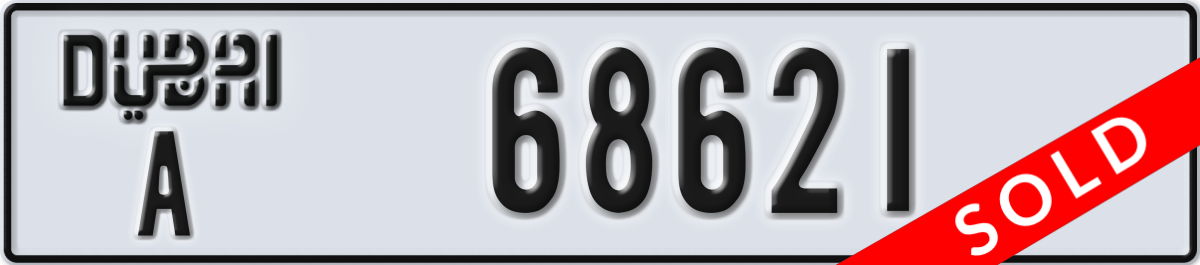 dubai License Plate Number 68621 Code A