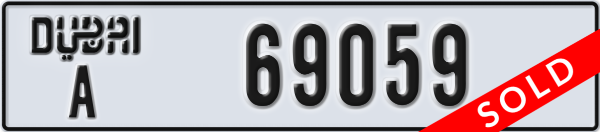 dubai License Plate Number 69059 Code A