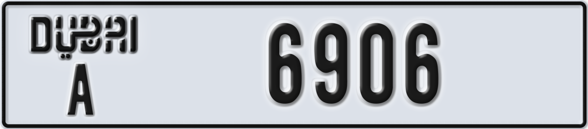dubai License Plate Number 6906 Code A