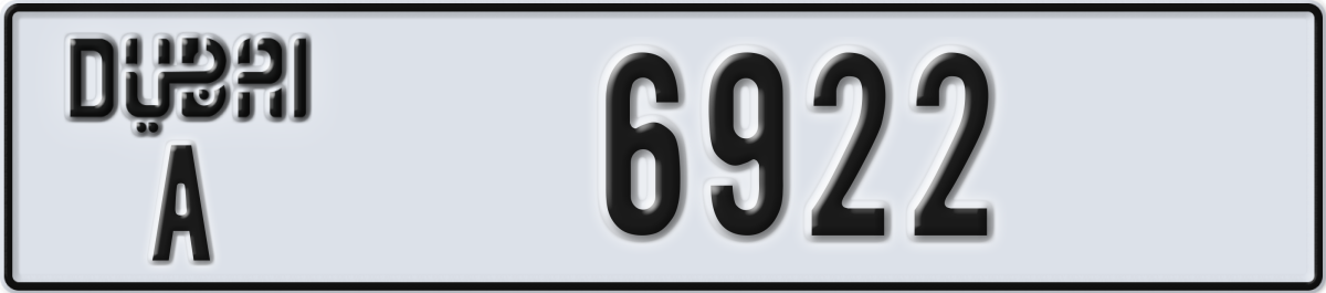 dubai License Plate Number 6922 Code A