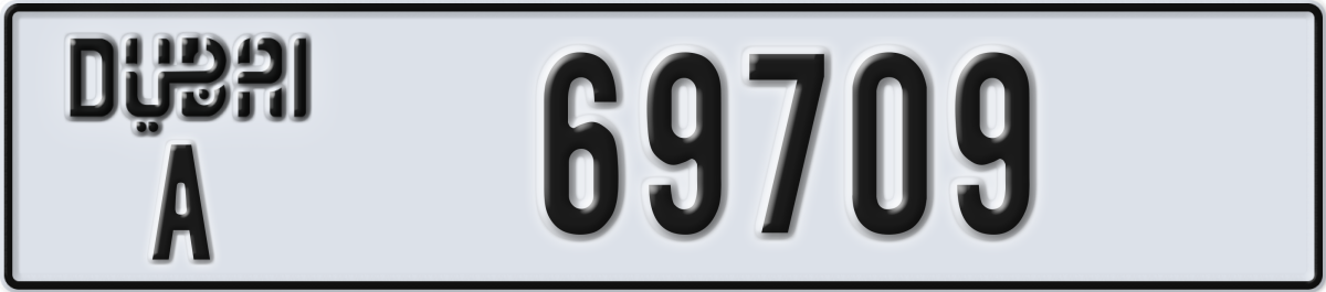 dubai License Plate Number 69709 Code A