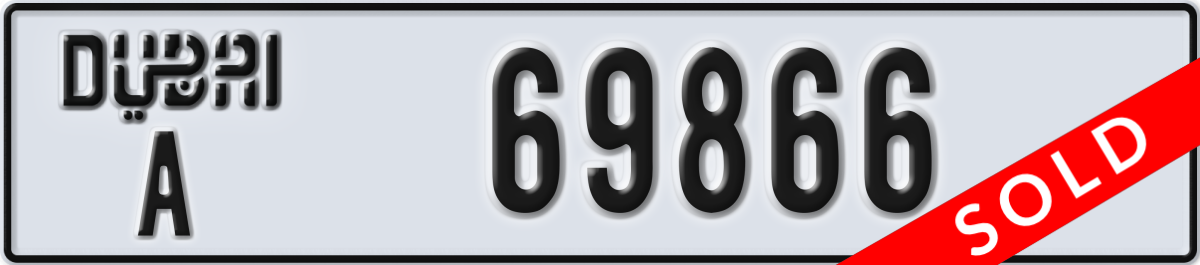 dubai License Plate Number 69866 Code A