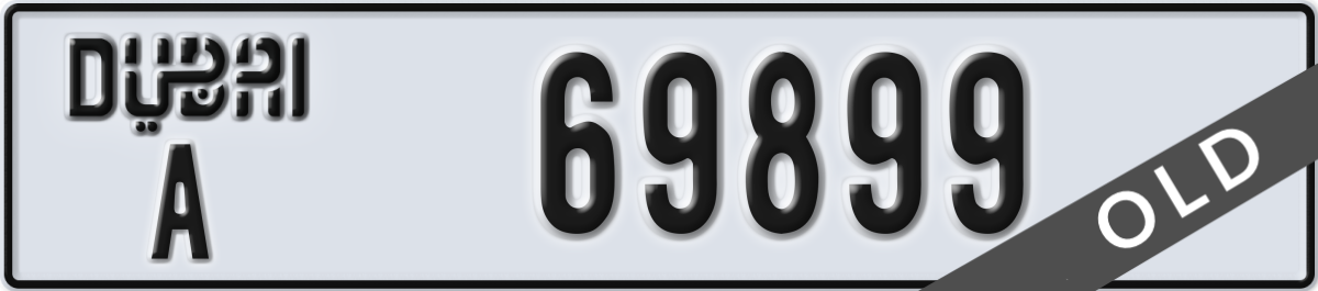 dubai License Plate Number 69899 Code A