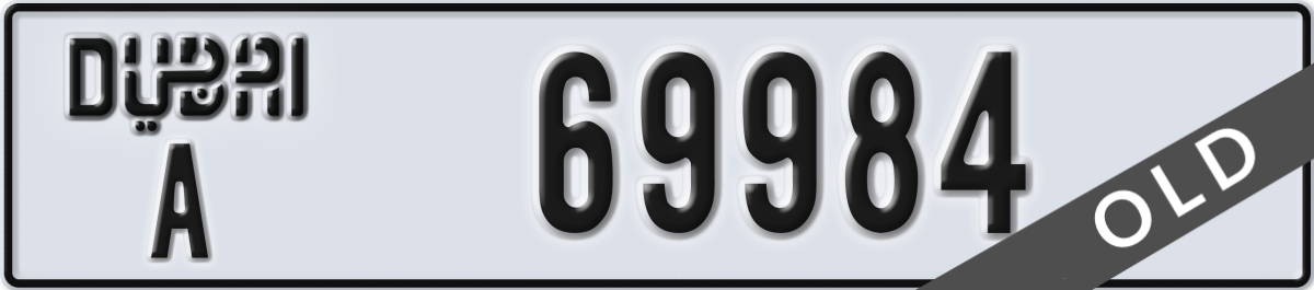 dubai License Plate Number 69984 Code A