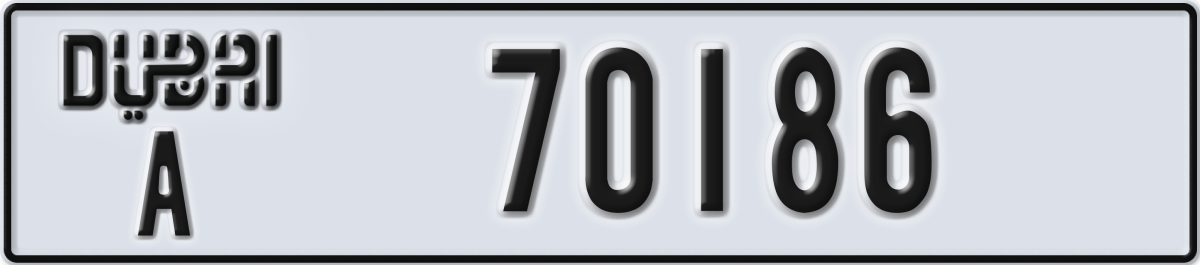 dubai License Plate Number 70186 Code A