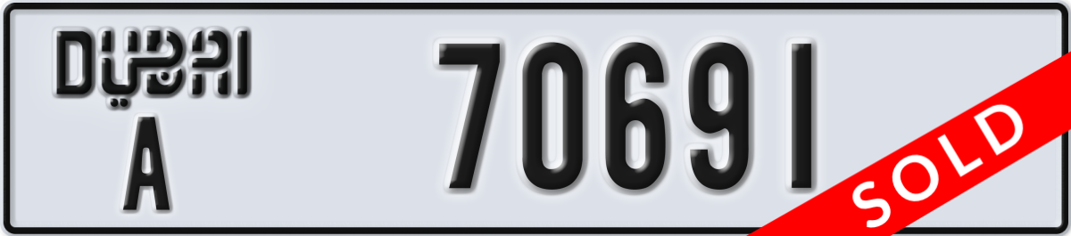 dubai License Plate Number 70691 Code A