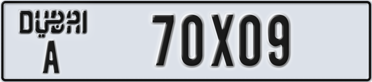 dubai License Plate Number 70X09 Code A