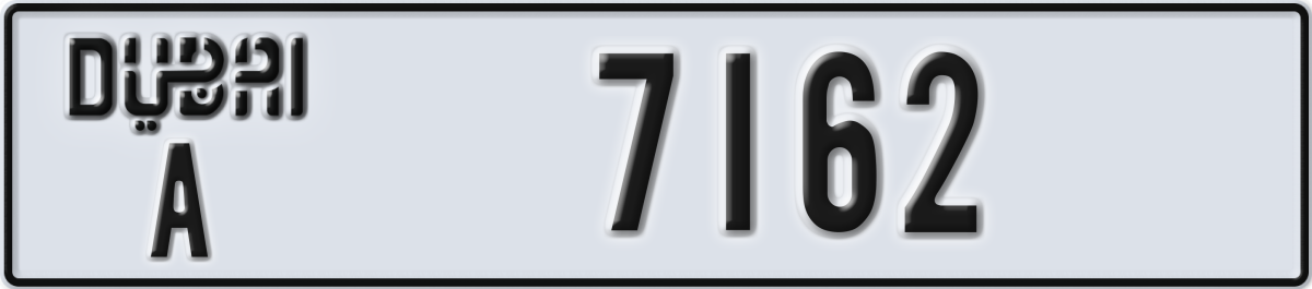 dubai License Plate Number 7162 Code A