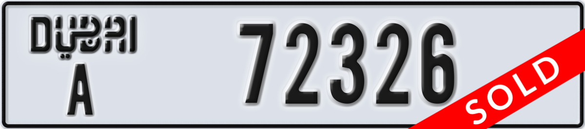 dubai License Plate Number 72326 Code A