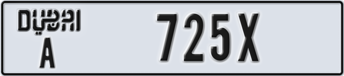 dubai License Plate Number 725X Code A