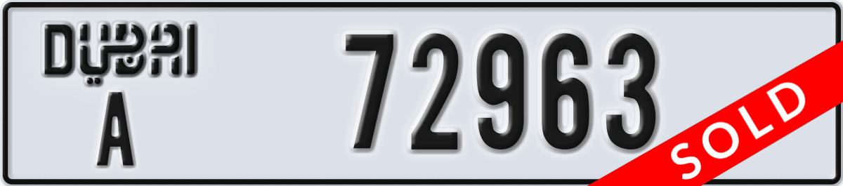 dubai License Plate Number 72963 Code A