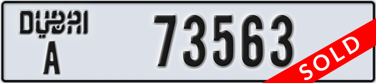 dubai License Plate Number 73563 Code A