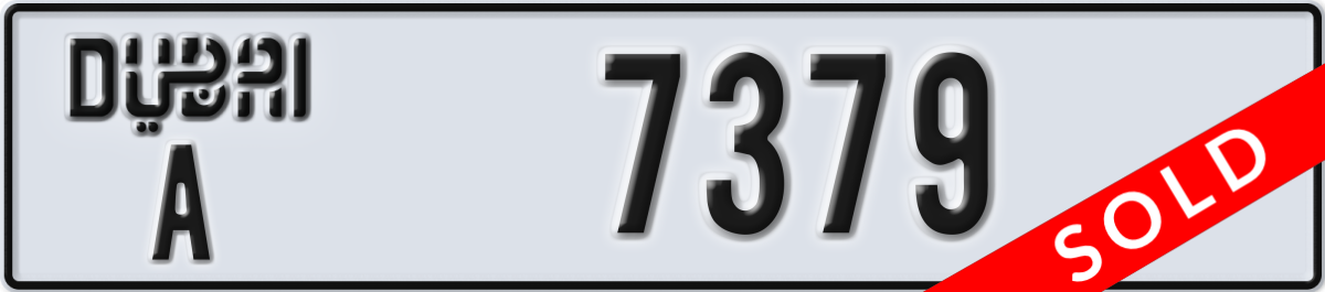 dubai License Plate Number 7379 Code A