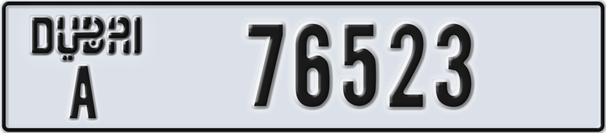 dubai License Plate Number 76523 Code A