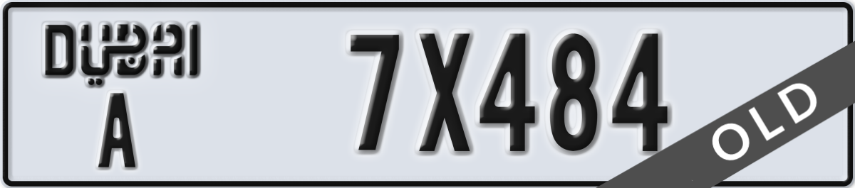 dubai License Plate Number 7X484 Code A